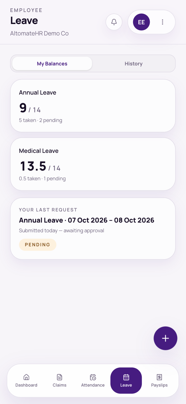 Leave → My Balances