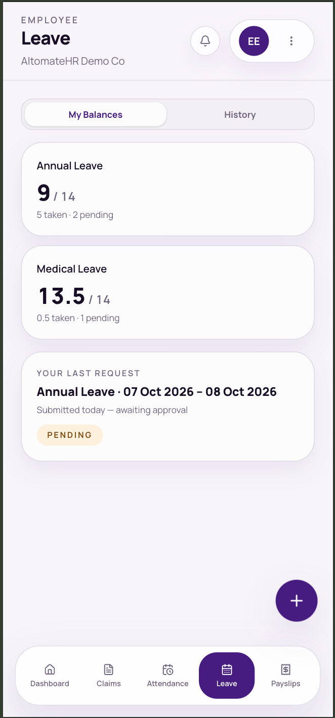 Leave → My Balances